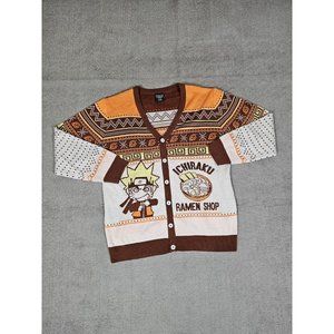 Naruto Ichiraku Ramen Shop Cardigan Ugly Sweater XL Multicolor Button Cardigan